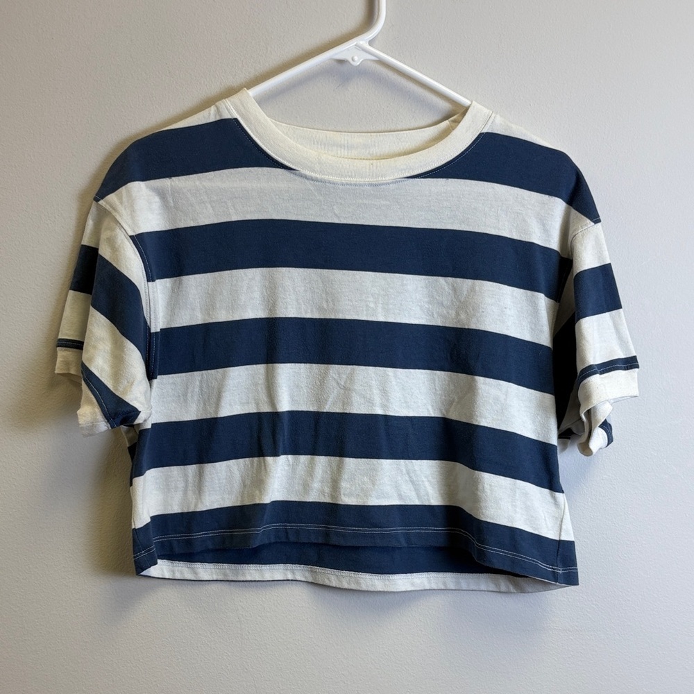 Wild Fable Navy and White Striped Tee Women’s Medium